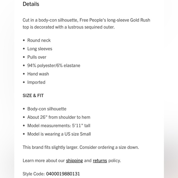 Free People Intimately Gold Rush Combo Sequins Top Blouse Size Small - Picture 13 of 15